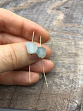 Raw aquamarine earrings in silver, gold or bronze