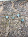 Raw aquamarine earrings in silver, gold or bronze