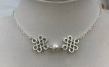 Pearl and Celtic knot choker in gold or silver