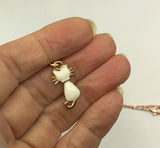 Rose Gold Kitty Cat Enamel Charm choker Necklace, cat necklace