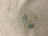 Raw aquamarine earrings in silver, gold or bronze