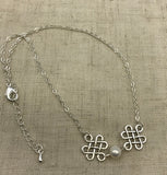 Pearl and Celtic knot choker in gold or silver