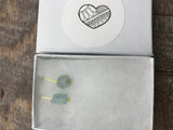 Raw aquamarine earrings in silver, gold or bronze
