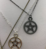 Pentagram Necklace in gunmetal, silver or bronze Wiccan jewelry