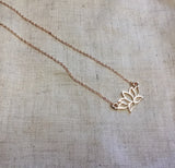 Rose gold or silver lotus flower bridesmaid necklace