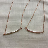 Beaded Pearl and Rose Gold Necklace, tiny pearl beaded pendant,