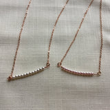 Pearl bar pendant and Rose Gold Necklace, bridesmaid gift,  mother of the bride, bridal pearl jewelry, gift for her, Pearl necklace
