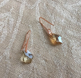Rose gold crystal earrings, black crystal earrings, Rose gold champagne crystal dangle earrings, bridesmaid gift,