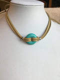 Turquoise faux suede bracelet, turquoise choker, turquoise jewelry,  customized jewelry