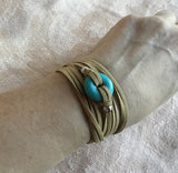 Turquoise faux suede bracelet, turquoise choker, turquoise jewelry,  customized jewelry