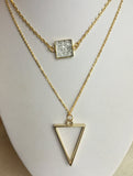 Triangle charm necklace, geometric necklace, triangle pendant, gold triangle