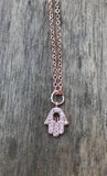 Hamsa hand charm, rose gold Hamsa hand necklace, Graduation gift, Boho necklace