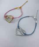 Heart and Infinity Symbol Bracelet, string bracelet, polyamory, many loves, infinite love bracelet, boho bracelet, forever love poly jewelry