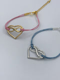 Heart and Infinity Symbol Bracelet, string bracelet, polyamory, many loves, infinite love bracelet, boho bracelet, forever love poly jewelry