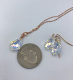 Bridesmaid jewelry set, chandelier crystal earring and necklace set, elegant bridesmaid jewelry, wedding jewelry set, Rose gold jewelry