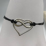 Heart and Infinity Symbol Bracelet, string bracelet, polyamory, many loves, infinite love bracelet, boho bracelet, forever love poly jewelry