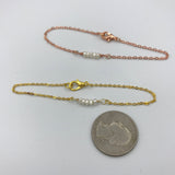 Tiny freshwater Pearl and Rose Gold bracelet, silver Bracelet, bridesmaid gift, bridal jewelry, wedding bracelet, bridesmaid bracelet,
