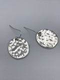 Silver hammered disc dangle earrings, boho earrings, earrings, silver earrings, everyday earrings, bridesmaids gift, boho jewelry,