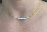 Tiny freshwater pearl choker, delicate pearl necklace in Rose gold, gold or silver, bridal jewelry, bridesmaids gift, Pearl bar necklace