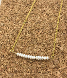 Tiny freshwater pearl choker, delicate pearl necklace in Rose gold, gold or silver, bridal jewelry, bridesmaids gift, Pearl bar necklace