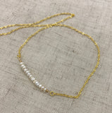 Tiny freshwater pearl choker, delicate pearl necklace in Rose gold, gold or silver, bridal jewelry, bridesmaids gift, Pearl bar necklace