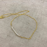 Tiny freshwater pearl choker, delicate pearl necklace in Rose gold, gold or silver, bridal jewelry, bridesmaids gift, Pearl bar necklace