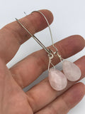 Rose quartz silver earrings, gold earrings, pink stone, pink earrings, blush pink, boho earrings, gift for her, handmade, jewelry, earrings,