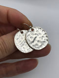 Silver hammered disc dangle earrings, boho earrings, earrings, silver earrings, everyday earrings, bridesmaids gift, boho jewelry,