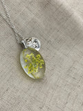 Graduation gift, Yellow dried flower initial necklace, boho jewelry, flower jewelry, terrarium jewelry, personalized necklace, initial,