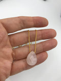 Rose Quartz gold or silver Necklace, Rose Quartz Pendant, pink necklace, layering necklace, bridesmaid gift,