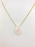 Rose Quartz gold or silver Necklace, Rose Quartz Pendant, pink necklace, layering necklace, bridesmaid gift,