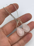 Rose quartz silver earrings, gold earrings, pink stone, pink earrings, blush pink, boho earrings, gift for her, handmade, jewelry, earrings,