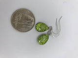 Dangle tear drop glitter earrings, peridot green glitter stud earrings, boho jewelry,  tear drop earrings,