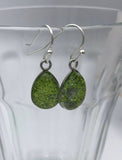 Dangle tear drop glitter earrings, peridot green glitter stud earrings, boho jewelry,  tear drop earrings,