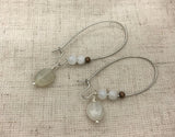 moonstone earrings, boho earrings, silver boho earrings, large drop earrings,