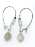 moonstone earrings, boho earrings, silver boho earrings, large drop earrings,