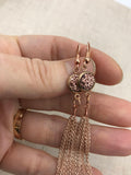 Rose gold tassel earrings, Rose gold Druzy, drusy jewelry, resin druses, Rose gold tassel, tassel earrings, bridesmaid earrings,
