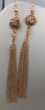 Rose gold tassel earrings, Rose gold Druzy, drusy jewelry, resin druses, Rose gold tassel, tassel earrings, bridesmaid earrings,