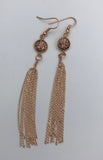 Rose gold tassel earrings, Rose gold Druzy, drusy jewelry, resin druses, Rose gold tassel, tassel earrings, bridesmaid earrings,