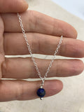 Lapis lazuli choker necklace, petite lapis choker, navy blue stone choker