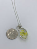 Graduation gift, Yellow dried flower initial necklace, boho jewelry, flower jewelry, terrarium jewelry, personalized necklace, initial,