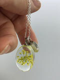 Graduation gift, Yellow dried flower initial necklace, boho jewelry, flower jewelry, terrarium jewelry, personalized necklace, initial,