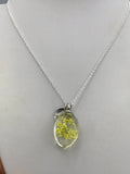 Graduation gift, Yellow dried flower initial necklace, boho jewelry, flower jewelry, terrarium jewelry, personalized necklace, initial,