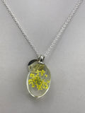 Graduation gift, Yellow dried flower initial necklace, boho jewelry, flower jewelry, terrarium jewelry, personalized necklace, initial,