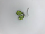 Dangle tear drop glitter earrings, peridot green glitter stud earrings, boho jewelry,  tear drop earrings,