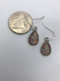 Dangle tear drop rainbow glitter earrings, glitter stud earrings, boho jewelry,  tear drop earrings,