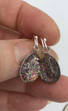 Dangle tear drop rainbow glitter earrings, glitter stud earrings, boho jewelry,  tear drop earrings,