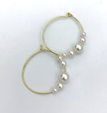 Pearl, gold hoop pearl earrings, silver hoop pearl earrings, small hoops, pearl earrings, boho hoop earrings, silver hoops, bridesmaid gift,