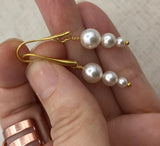 Minimal Graduated pearl Earrings rose gold, gold or silver