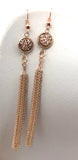 Rose gold tassel earrings, Rose gold Druzy, drusy jewelry, resin druses, Rose gold tassel, tassel earrings, bridesmaid earrings,